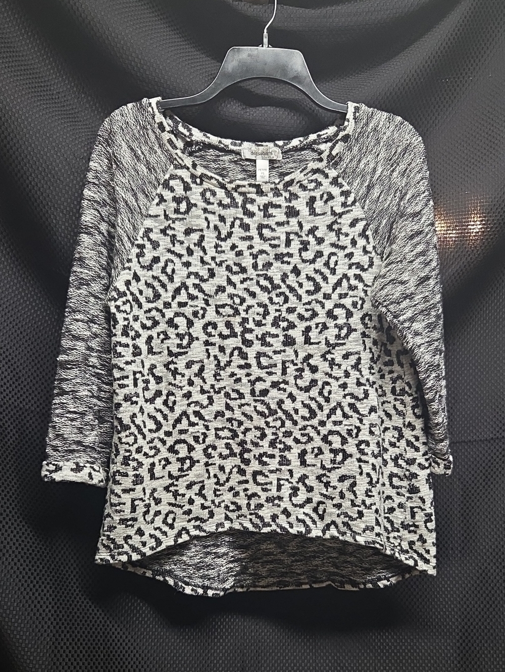 Dress Barn Black and White Leopard Print Raglan Sweater